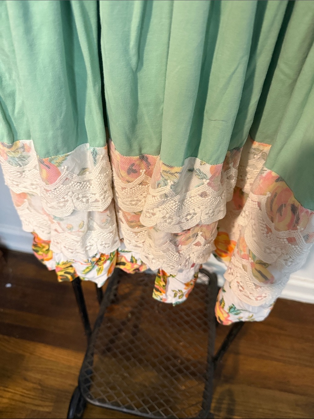 Matilda Jane Mint Green Lace Panel Dress with Pink Buttons - Picture 5 of 6
